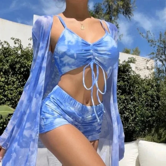 Olivia® | Top bikini 3 in 1 + pantaloni + kimono