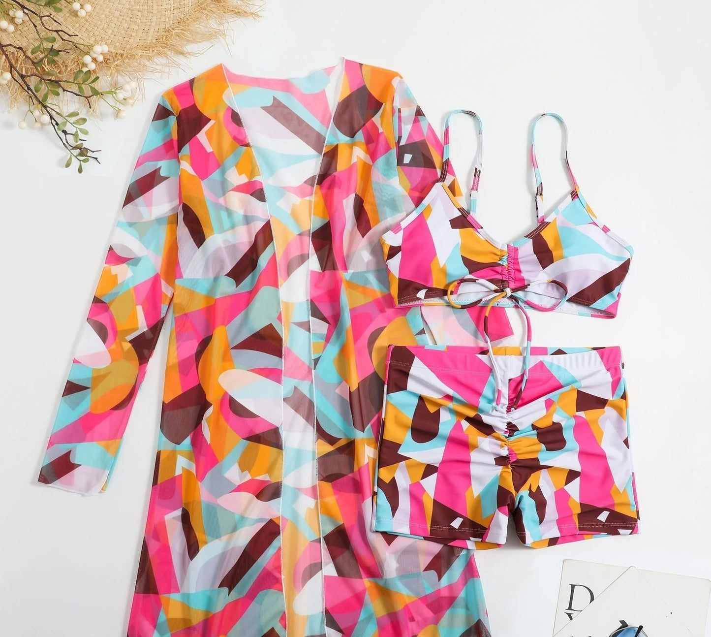 Olivia® | Top bikini 3 in 1 + pantaloni + kimono