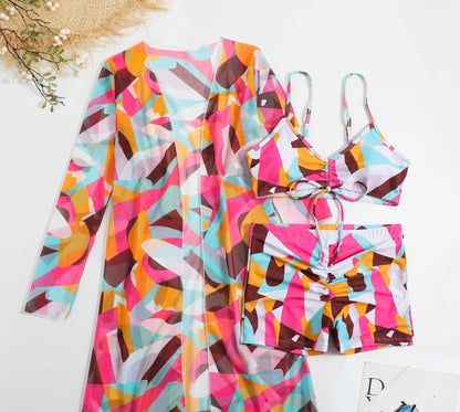 Olivia® | Top bikini 3 in 1 + pantaloni + kimono