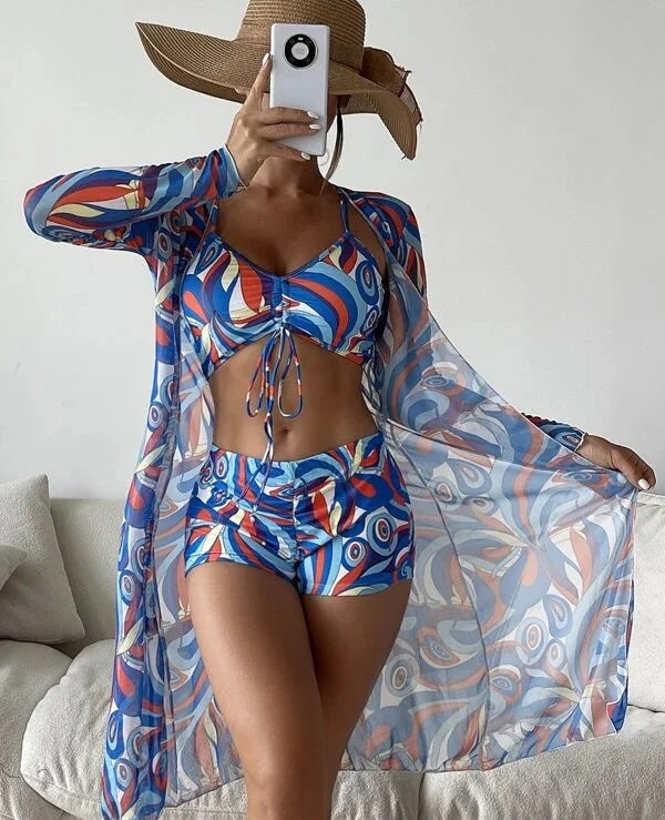 Olivia® | Top bikini 3 in 1 + pantaloni + kimono