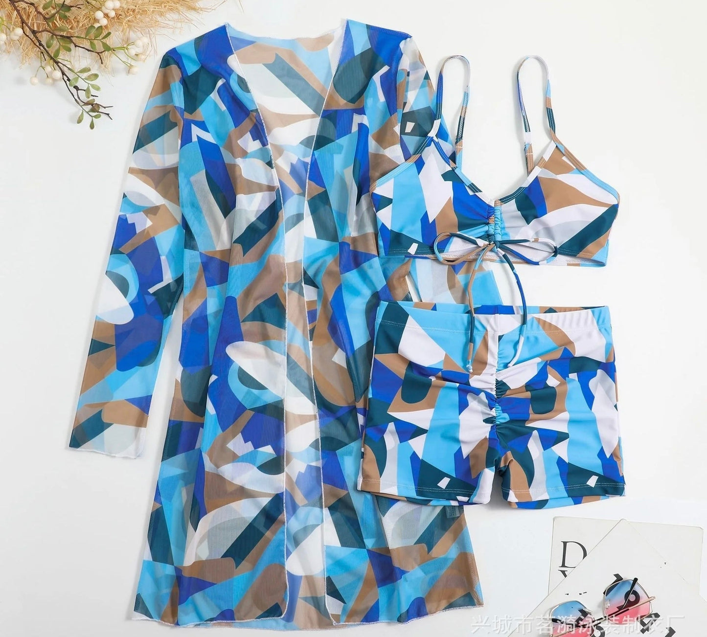 Olivia® | Top bikini 3 in 1 + pantaloni + kimono