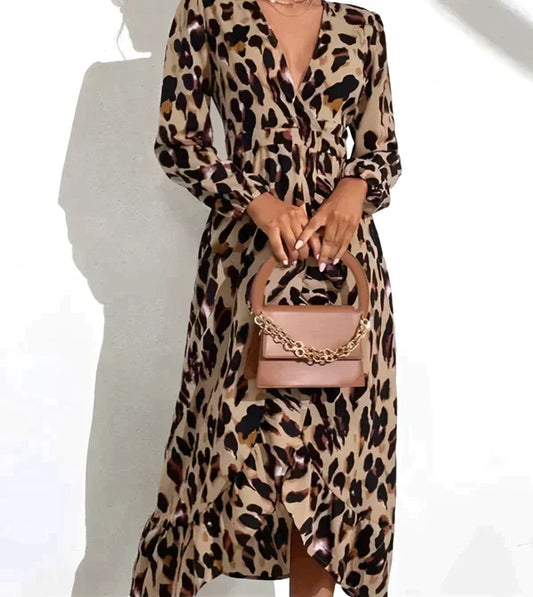 Zaida® | Abito con scollo a V con stampa leopardata