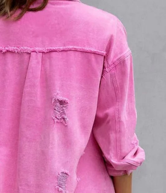 Yvonne® | Giacca in denim con orlo sfilacciato strappato