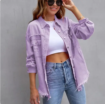 Yvonne® | Giacca in denim con orlo sfilacciato strappato