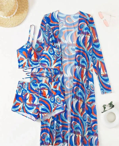Olivia® | Top bikini 3 in 1 + pantaloni + kimono