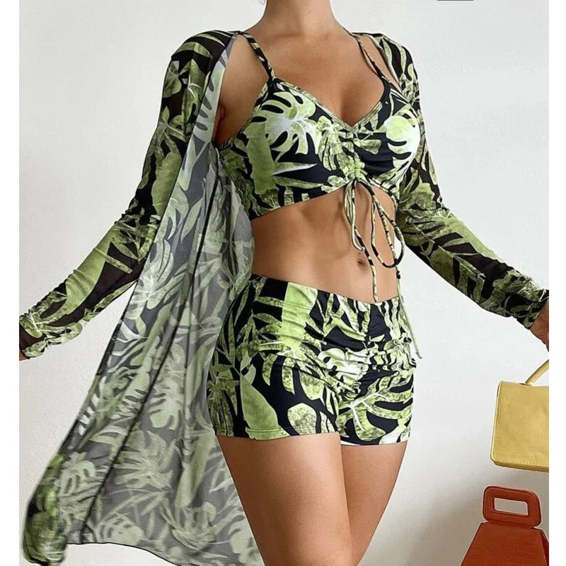 Olivia® | Top bikini 3 in 1 + pantaloni + kimono