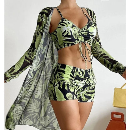 Olivia® | Top bikini 3 in 1 + pantaloni + kimono