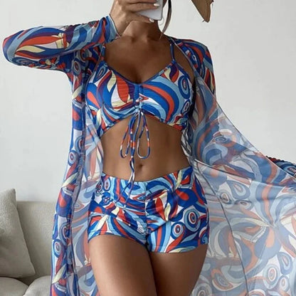 Olivia® | Top bikini 3 in 1 + pantaloni + kimono