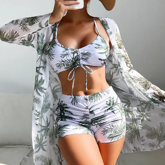 Olivia® | Top bikini 3 in 1 + pantaloni + kimono