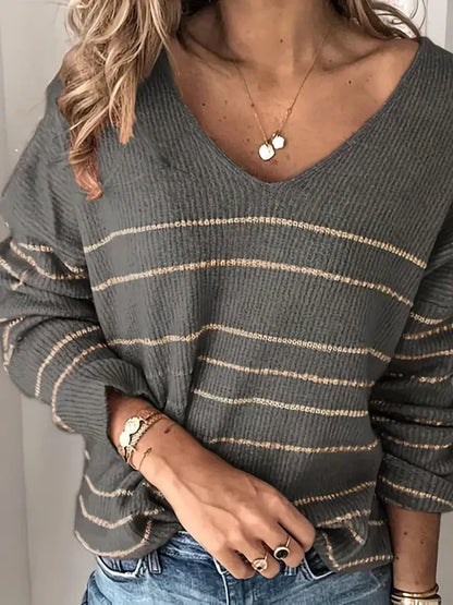 Yolanda® | Maglione scollo a V fantasia rigata