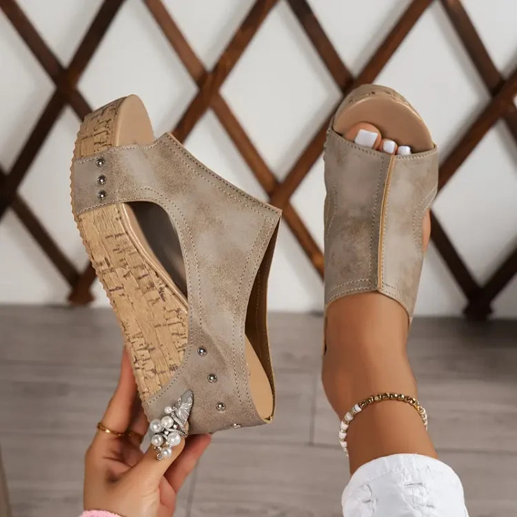 Barbara® | Sandali con plateau in pelle