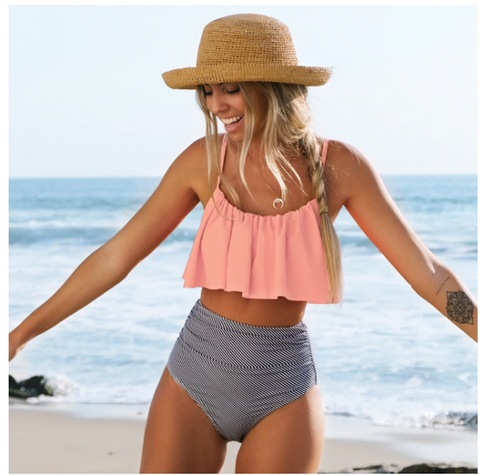 Kizkitza® | Bikini con top arricciato e slip a vita alta