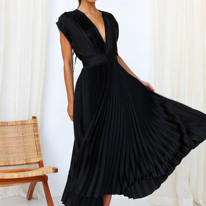 Zafferano® | Elegante abito lungo da donna con scollo a V e piega