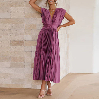 Zafferano® | Elegante abito lungo da donna con scollo a V e piega