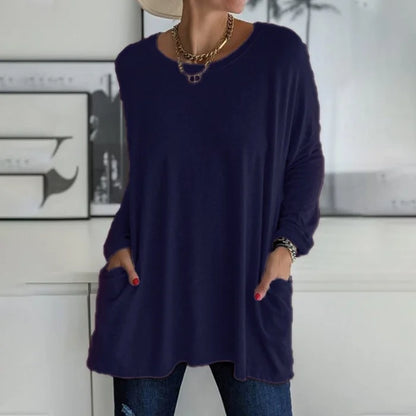 Yvonne® | Tunica alla moda con tasca superiore, girocollo ampio, manica lunga