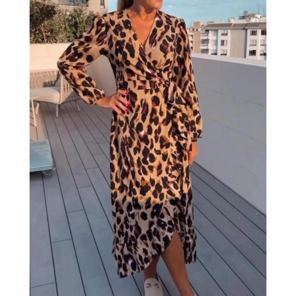 Zaida® | Abito con scollo a V con stampa leopardata