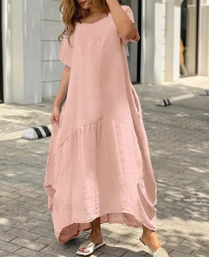 Mila - Maxi abito da donna con scollatura a V e maniche svasate