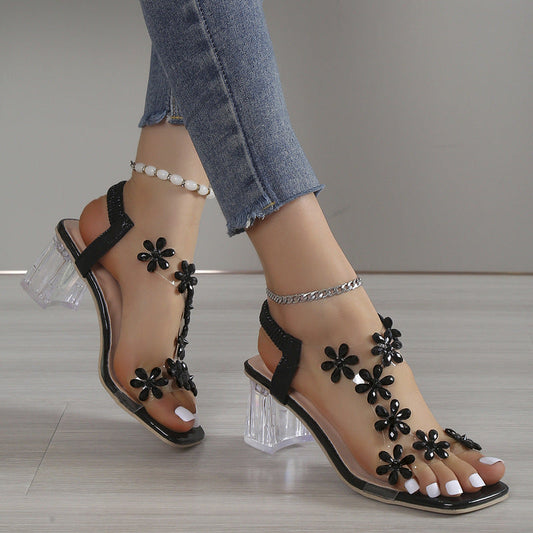 Blossom® | Eleganti sandali trasparenti con tacco largo da donna